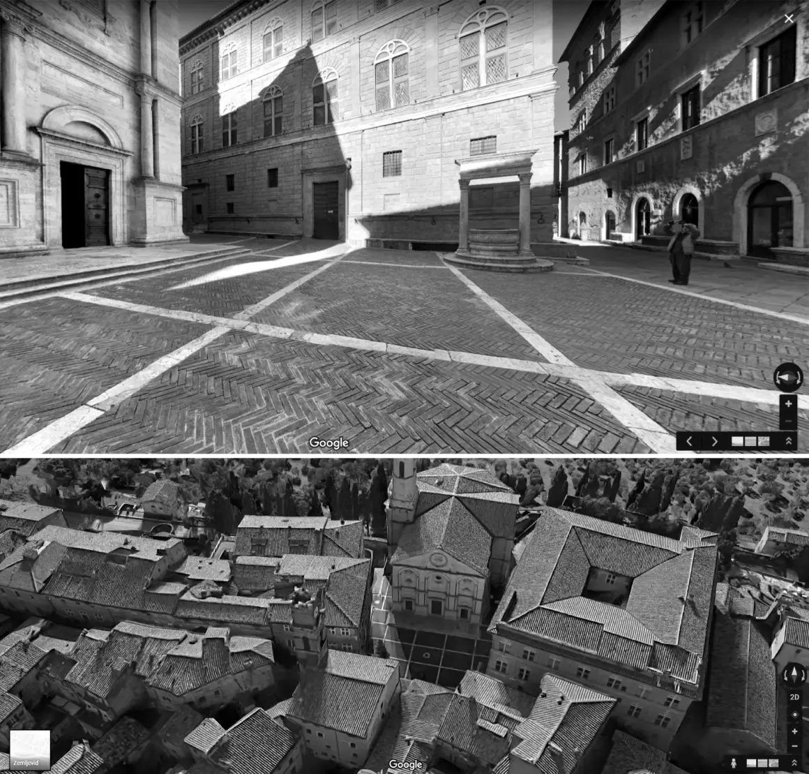 Trg Pija II v mestu Pienza.